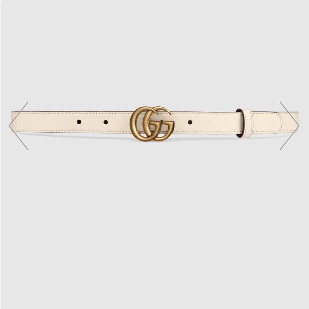Gucci skinny leather belt with double G buckle